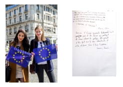 Flavia from Italy and Laurie from France were visiting Frankfurt and wanted to make a statement for the the Union. Frankfurt // Pulse of Europe 30.04.17